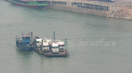 Thai Petroleum tankers leaving Golden Triangle Special Economic Zone in Laos