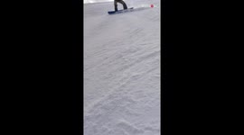 Snowboarder's first-ever ride down a RED RUN is anything but RAD