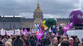 Thousands gather at invalides in Paris for another day of protests against president macron’s pension reform bill