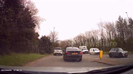 DASHCAM - Road-rage - Saab driver dangerously overtakes then slams on brakes, then later UNDERTAKES three cars as road narrows.