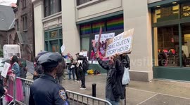 Chants and Banners at The Protest Against Drag Story Hour in New York, USA