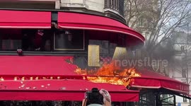 Macron's 'favourite' cafe set ablaze after protesters take aim at Paris' La Rotonde
