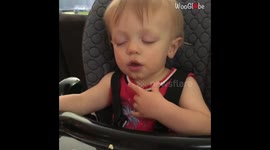 Cute little kid is sleeping while eating *adorable sleep-eating*