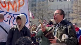 Chants at The Anti-Trump Protest in New York, USA