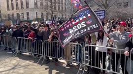 Pro-Trump part of the protest in New York, NY, USA
