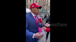 Trump Supporter Gives Interview During Protest in New York, USA
