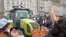 Proession of Tractors at The Protest Against Pension Reform in Nantes, France