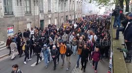 People March in Nantes, France to Protest Against Pension Reform