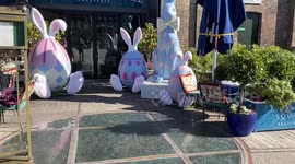 Colourful Easter decorations at a restaurant in King’s Cross