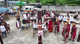 Shocking drone video captures crucifixion of elderly devotee in the Philippines' San Fernando