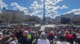 Scores gather to watch re-enactment of Jesus's final days on Good Friday in Trafalgar Square