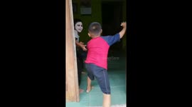 Scary mask prank gone wrong in Binaya, Indonesia
