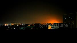 Night sky over Gaza lit up by Israeli airstrikes and Palestinian rockets