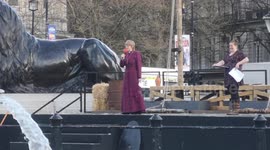 The Lord's Prayer is said to the crowd after the Passion Of Jesus play was performed at Trafalgar Square