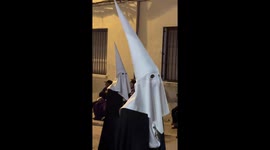 Semana Santa procession for Easter, catholic traditional ceremony carrying huge religious statues of jesus