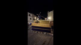 The lifting up of the huge statues, wait for you will be surprised by all the bare feet underneath