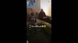 Dad's gaming time comes to a halt when son farts unexpectedly *Hilarious reaction*