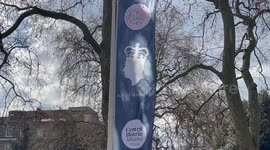 Flags for King Charles III Coronation appear in central London