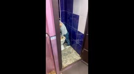 Timosha’s creative way of cleaning his potty in Saint Petersburg, Russia
