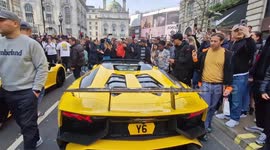 Crowds gather as supercar meet shuts down London's West End