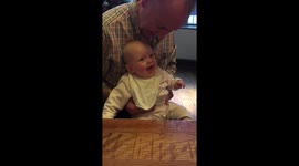 Baby laughing uncontrollably, very cute, funny