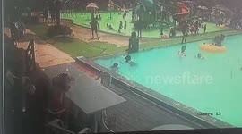 Dramatic moment boy, 4, is rescued while drowning in swimming pool in Thailand