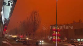 Sky turns orange as ferocious sandstorm engulfs city in northern China