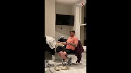 Man falls off of fancy chair trying to eat his lunch *hilarious fail*