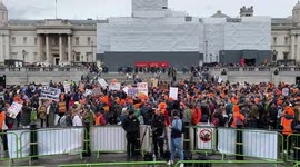 Junior doctors stage protest in Trafalgar Square on first day of 96 hour strike