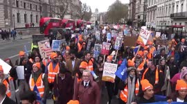 Thousands of junior doctors march to British parliament as they start 4 day strike