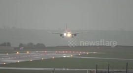 Storm Antoni: Dramatic footage of pilots' sideways landings at Bristol Airport against strong crosswinds on Monday