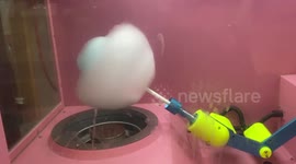 Automatic Cotton Candy Making Machine in a Shulin Night Market, Taiwan.