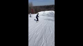Man tries to nail a snowboarding stunt *epic winter fail*