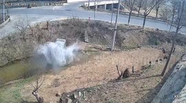 Minibus swerves off-road into muddy ditch after driver mistakes accelerator for brake in China