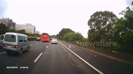 Driver miraculously survives horror crash after out-of-control gravel truck crushes his car