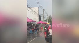 Locals start songkran festival water fights in Thailand