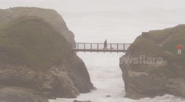 Locals battle with strong winds as Storm Noa batters Cornwall