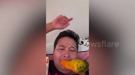Naughty pet parrot steal owner's false teeth
