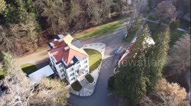 Dji mavic mini 2 Drone shot of town called Dobrna ina Slovenia, Europe.