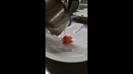 Plating in fine dining kitchen. That is work of a Chef David Perčič from Slovenia