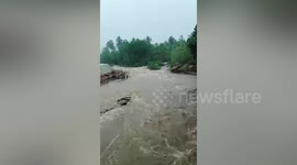 Resort cottages destroyed in Typhoon Amang in the Philippines