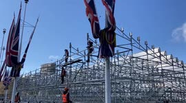 King Charles III coronation preparations outside Buckingham Palace