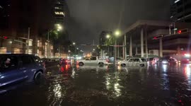 US: Vehicles Stuck On Flooded Roads In Fort Lauderdale After Heavy Rain Hits South Florida
