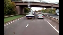 Close Call: Scaffold Wagon Almost Collides With Oncoming Vehicle Due To Distraction