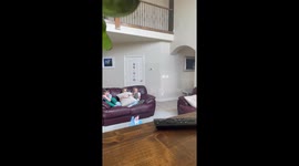 Playful Children almost give dad a nightmare *broken TV prank*