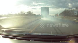 Close Call: Truck Trailer Brake Check Almost Ensues a Rear-End Collision