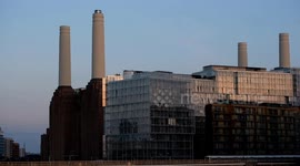 Visitors at the top of unique tourist attraction inside one of the chimneys at iconic Battersea Power Station