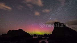 Timelapse footage of Aurora Borealis from Ballintoy in Northern Ieland