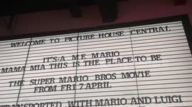 Funny promotional sign for the Super Mario  Brothers movie. The sign is located at Picturehouse Central