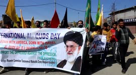 Thousands of Muslims take to the streets in Kashmir to mark Quds day.